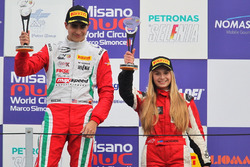 Podium B-C, Juan Manuel Correa, Prema Power Team, Fabienne Wohlwend, Aragon Racing