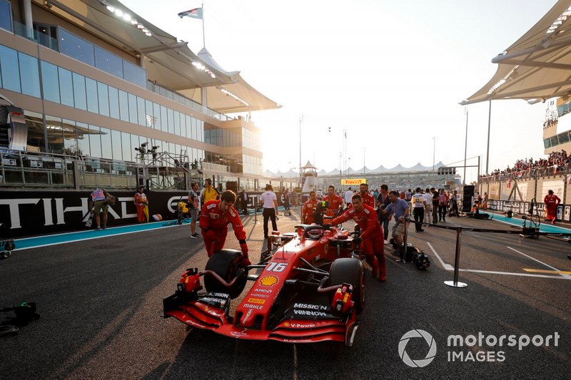 Charles Leclerc, Ferrari, arrives on the grid