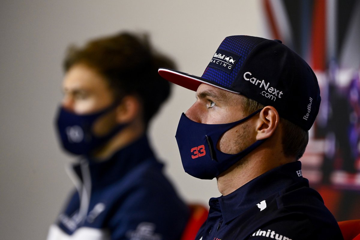 Max Verstappen, Red Bull Racing and Pierre Gasly, AlphaTauri in the Press Conference