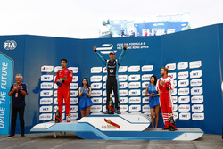 Podio: il vincitore della gara Sebastien Buemi, Renault e.dams; Lucas di Grassi, ABT Schaeffler Audi Sport e Nick Heidfeld, Mahindra Racing