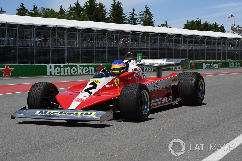 Jacques Villeneuve, guida la Ferrari 312T3 1978 del padre, vincitrice in Canada