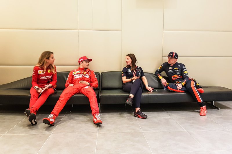 Charles Leclerc, Ferrari and Max Verstappen, Red Bull Racing