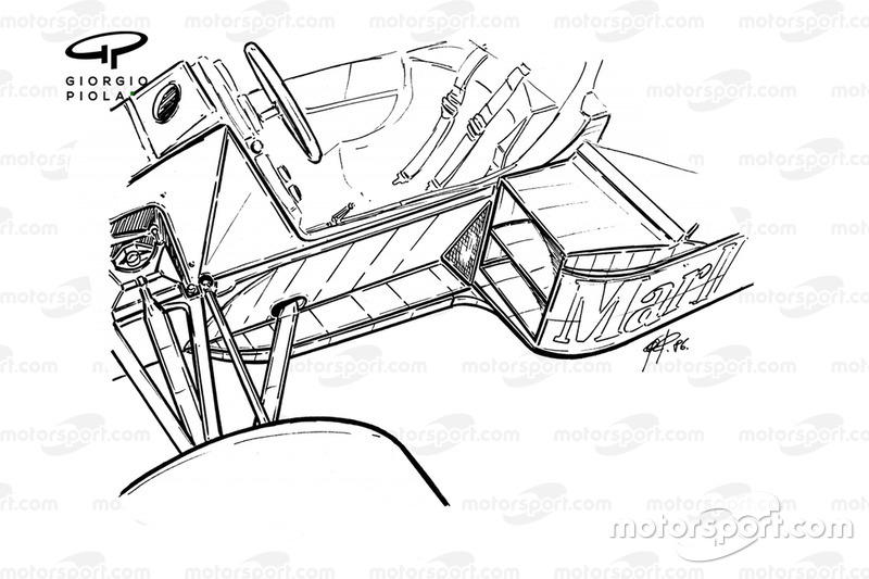 Detalle del habitáculo y del sidepod del McLaren MP4-2C de 1986