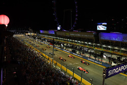 Sebastian Vettel, Ferrari SF70H leads at the start of the race