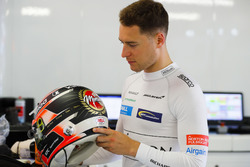 Stoffel Vandoorne, McLaren, checks out his special helmet design