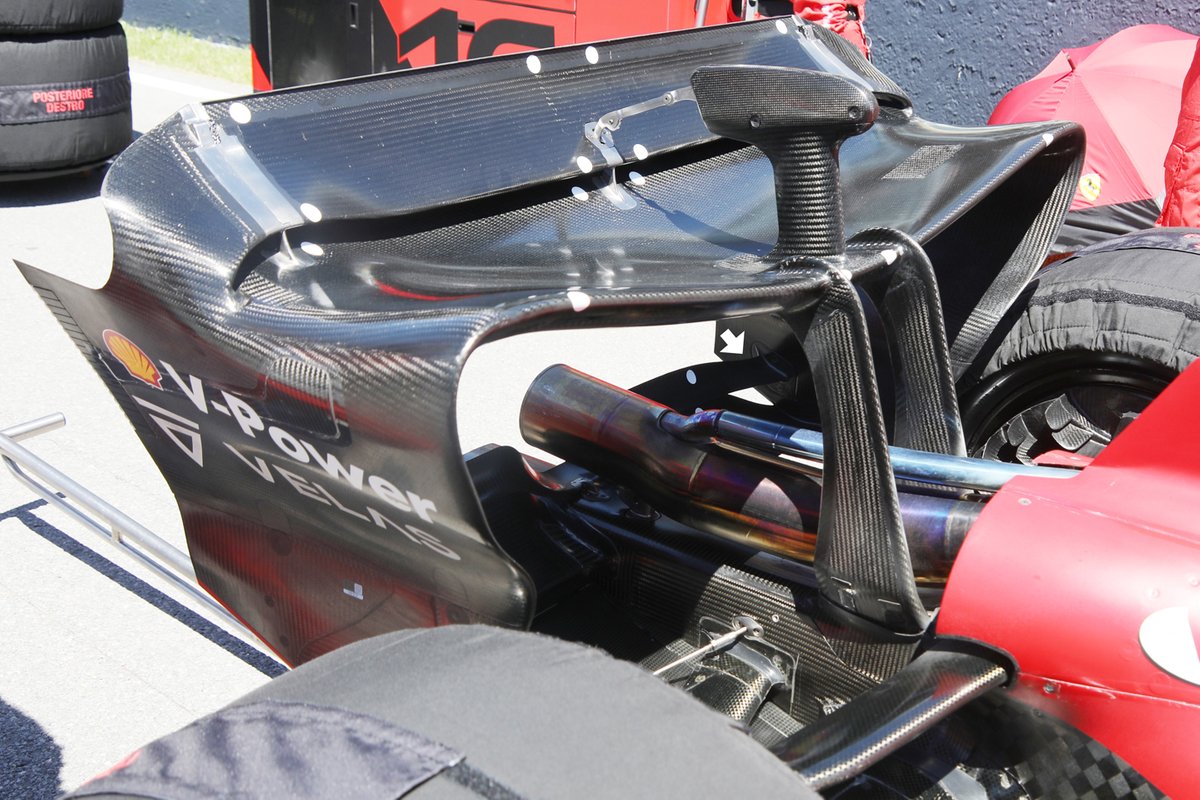 Detalle del alerón trasero del Ferrari F1-75