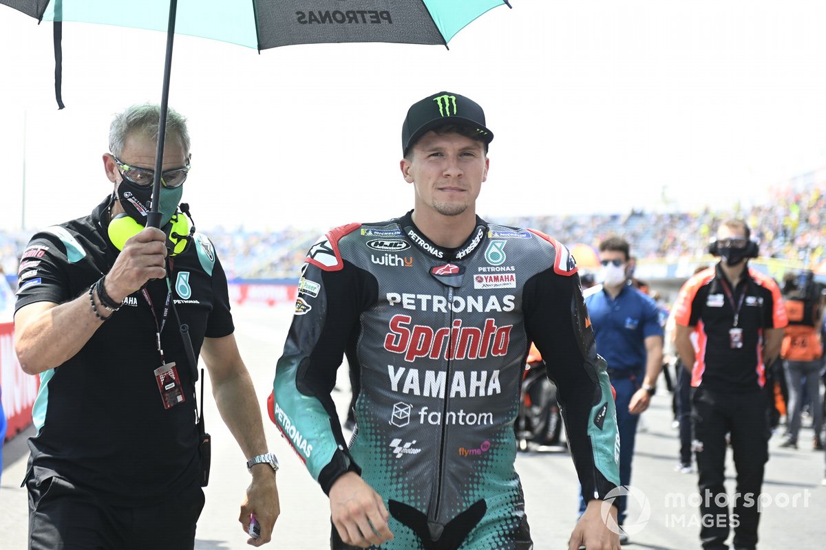 Garrett Gerloff, Petronas Yamaha SRT, saat menggantikan Franco Morbidelli yang cedera, di MotoGP Belanda 2021 lalu.