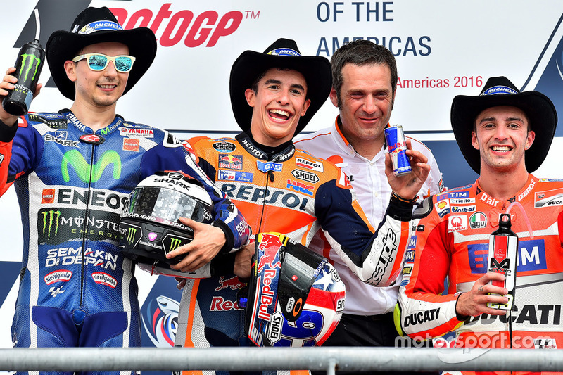 1. Marc Marquez, 2. Jorge Lorenzo, 3. Andrea Iannone