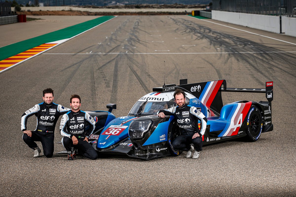 Vaxiviere, Negrao en Lapierre naast de nieuwe Alpine A480 Gibson LMP1