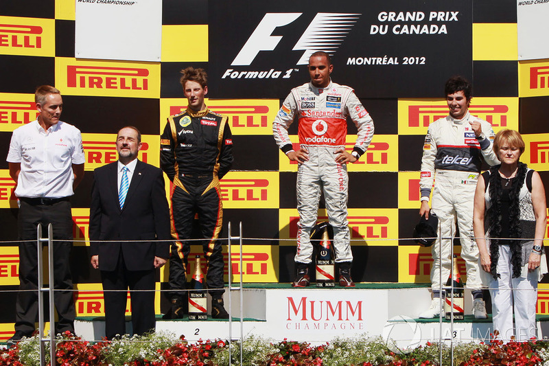 2012: 1. Льюис Хэмилтон, 2. Ромен Грожан, 3. Серхио Перес