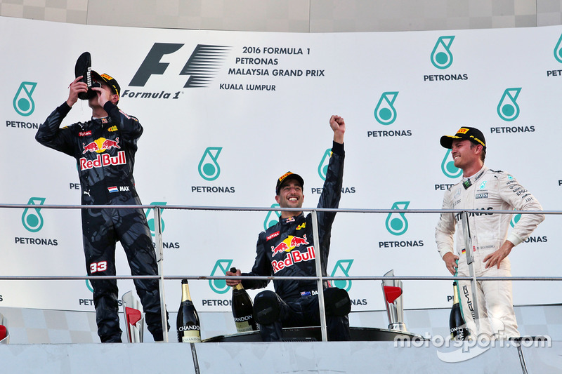 2016: 1.Daniel Ricciardo, 2. Max Verstappen, 3. Nico Rosberg