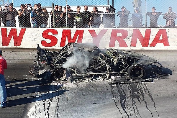 Jordan Ives survives fiery Super Late Model crash after brakes fail