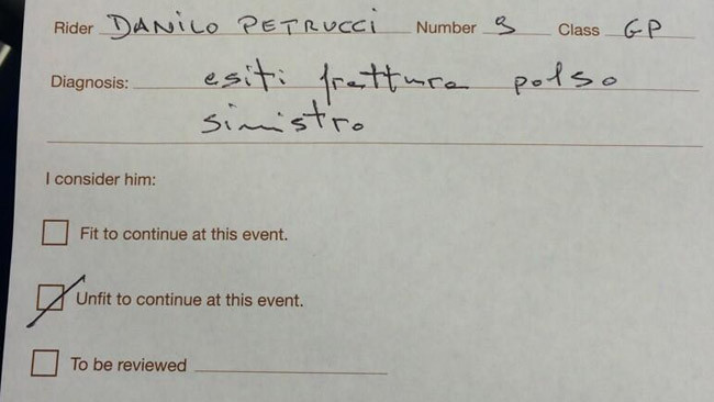 Il polso di Petrucci è ancora ko: niente Mugello