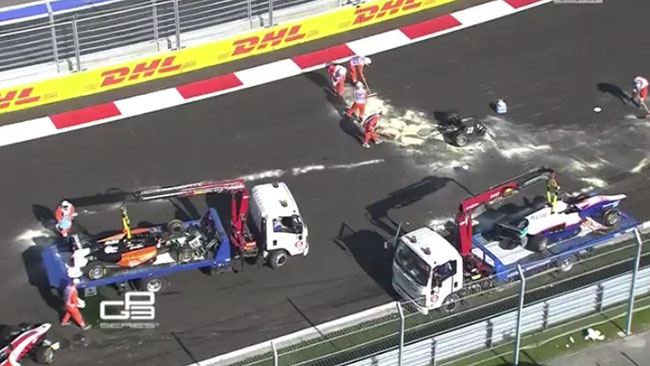 Gara sospesa in GP3 per un brutto incidente