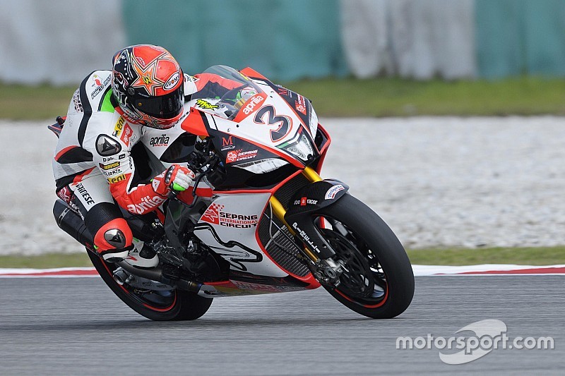 Max Biaggi fährt beim Finale der Superbike-WM für Aprilia