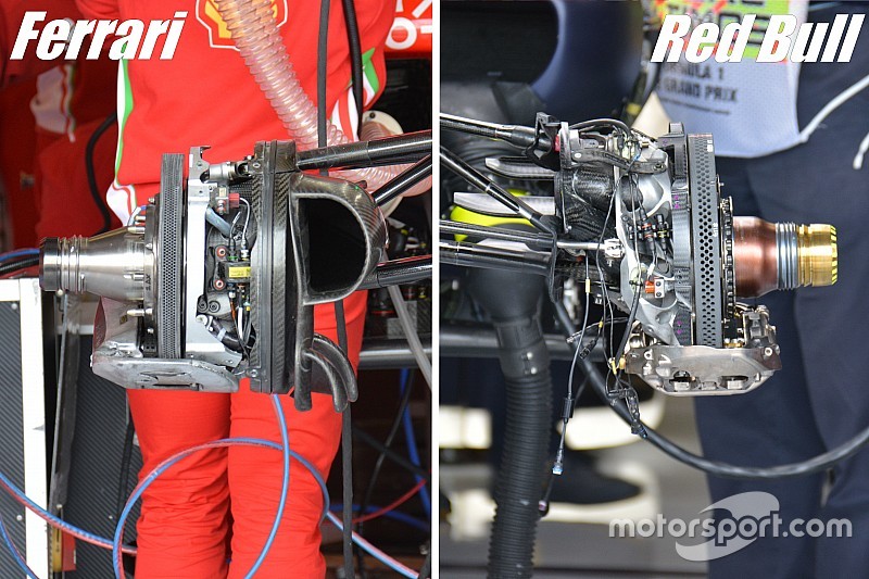 Breve análisis técnico: comparando los reglajes de frenos de Ferrari y Red Bull