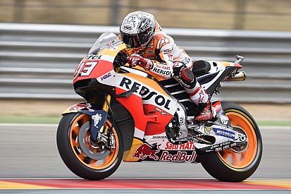 Veel crashes in derde training GP Aragon, Marquez aan kop