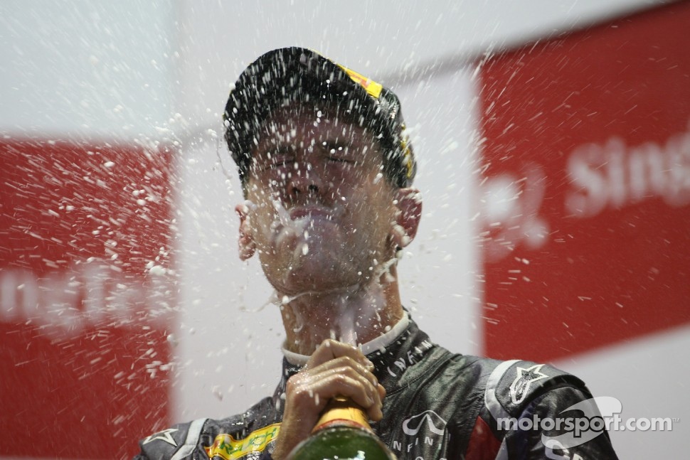 Podium: race winner Sebastian Vettel, Red Bull Racing