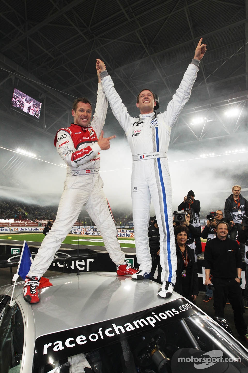 Winner Sébastien Ogier and Tom Kristensen