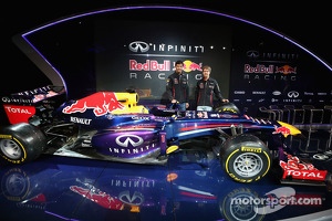 Mark Webber and Sebastian Vettel unveil the Red Bull Racing RB9
