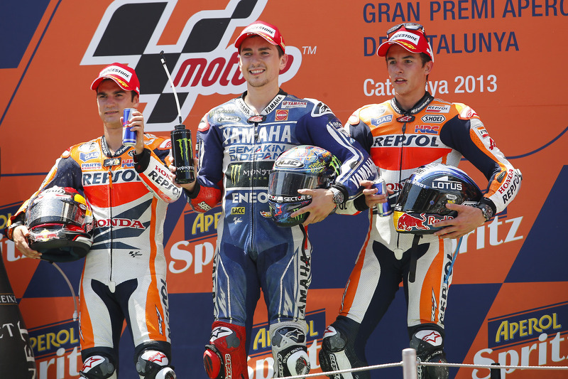 2013: 1. Jorge Lorenzo, 2. Dani Pedrosa, 3. Marc Marquez