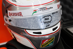 头盔:Daniel Juncadella, 印度力量车队试车手,有下雨贴膜