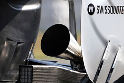 De nieuwe megafoonuitlaat op de Mercedes GP-bolide