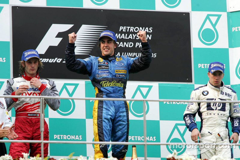 2005: 1. Fernando Alonso, 2. Jarno Trulli, 3. Nick Heidfeld