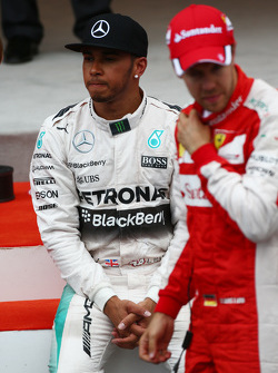 Lewis Hamilton, Mercedes AMG F1 y Sebastian Vettel, Ferrari