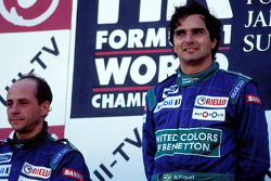 Podium: race winner Nelson Piquet, Benetton, second place Roberto Moreno, Benetton
