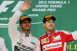 Podium: Race winner and World Champion Lewis Hamilton, Mercedes AMG F1, and third place Sebastian Vettel, Ferrari