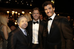 Jean Todt, FIA Präsident, Sebastian Vettel, Scuderia Ferrari und Mark Webber, Porsche Team