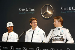 Lewis Hamilton, Nico Rosberg und Toto Wolff, Mercedes-Sportchef
