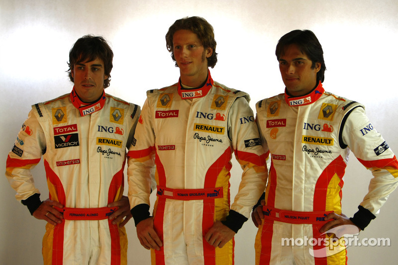 Fernando Alonso, Romain Grosjean ve Nelson A. Piquet