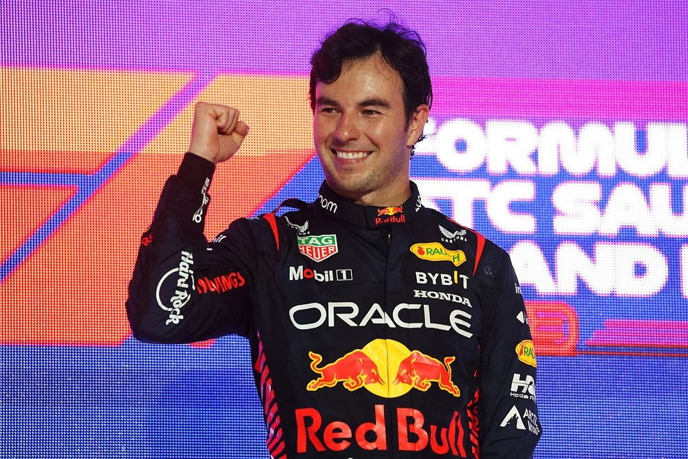 Podio: ganador Sergio Pérez, Red Bull Racing