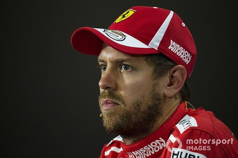 Sebastian Vettel, Ferrari in the press conference 
