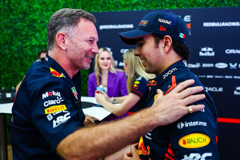 Christian Horner, Team Principal, Red Bull Racing, Sergio Perez, Red Bull Racing