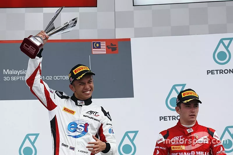 Podium: Alexander Albon, ART Grand Prix and Charles Leclerc, ART Grand Prix