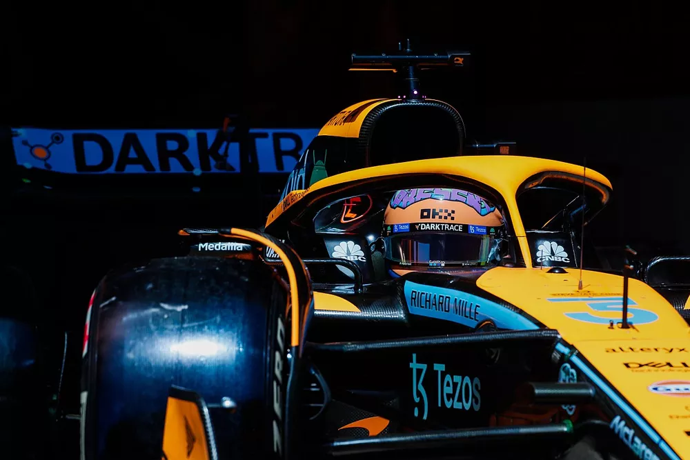 Daniel Ricciardo, McLaren MCL36, leaves the garage