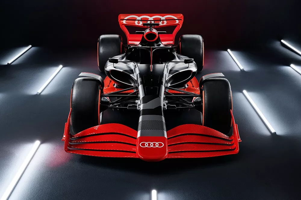La monoplace de pr&eacute;sentation de l'annonce Audi F1