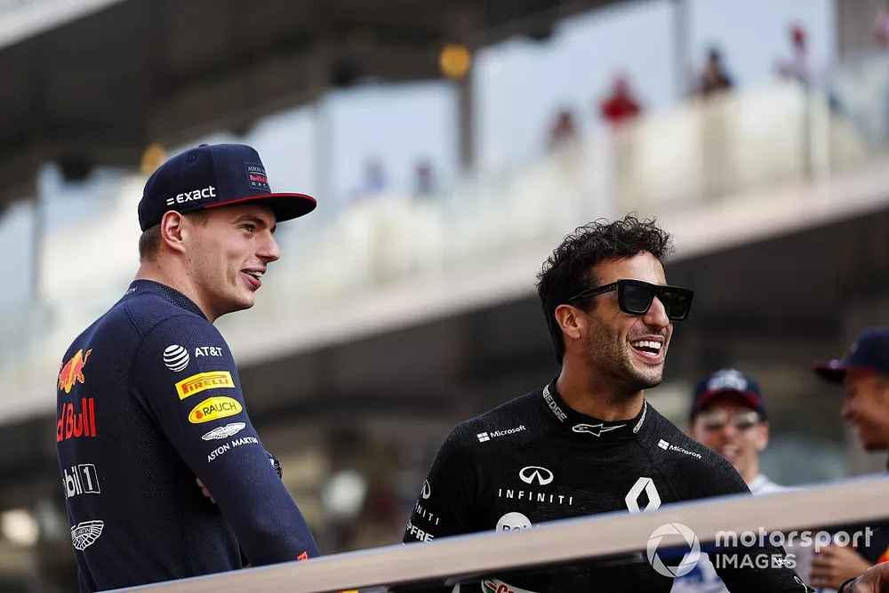 Max Verstappen, Red Bull Racing and Daniel Ricciardo, Renault F1 Team 