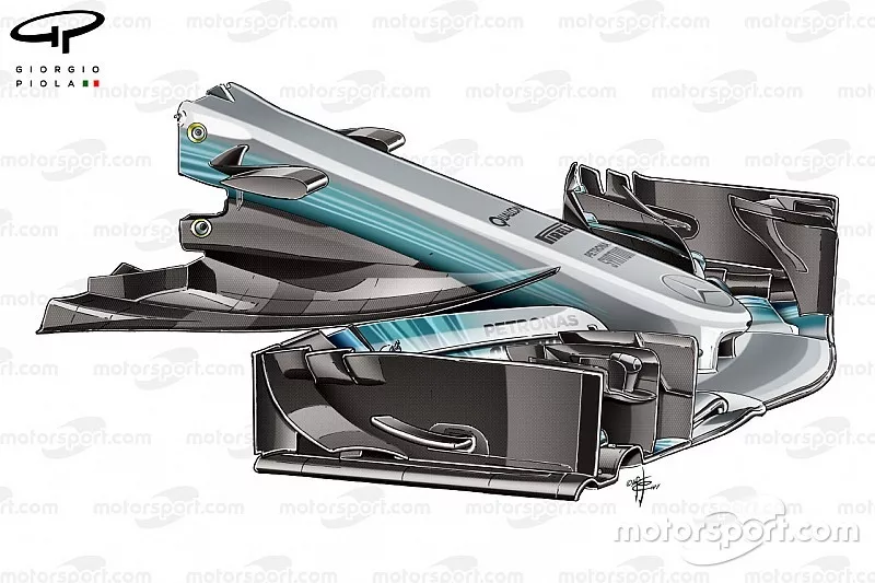 Mercedes W08 smallere neus, GP van Spanje