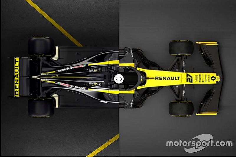 Slide view: Compare the Renault RS19 versus 2018 car