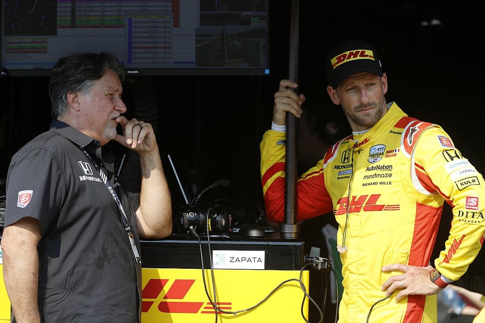 Romain Grosjean, Andretti Autosport Honda and Michael Andretti