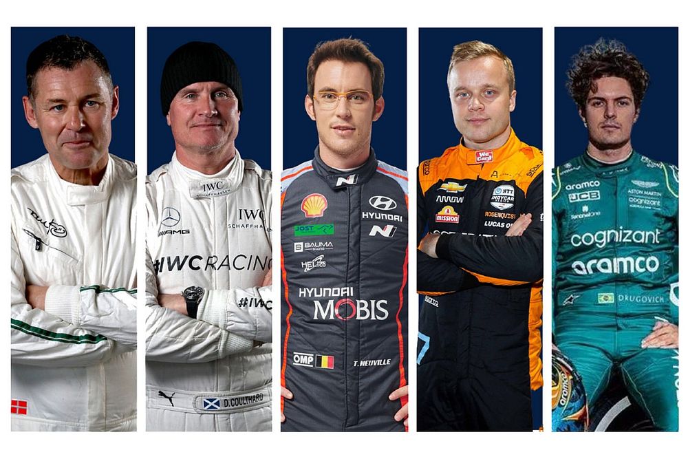 Alineación de la Race of Champions: Tom Kristensen, David Coulthard, Thierry Neuville, Felix Rosenqvist, Felipe Drugovich

