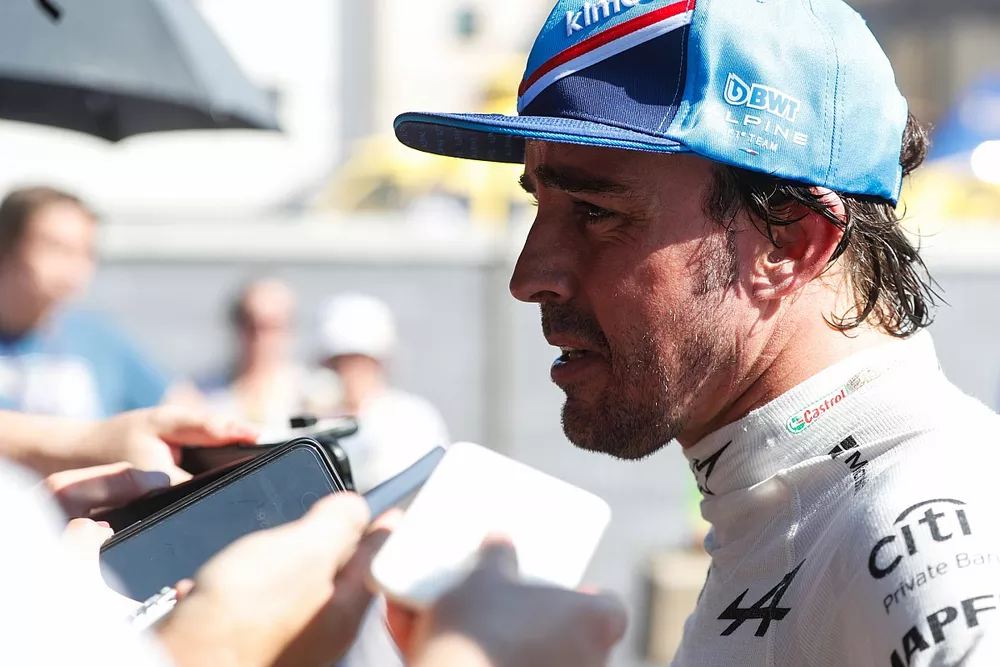 Fernando Alonso, Alpine F1 Team, is interviewed after the race