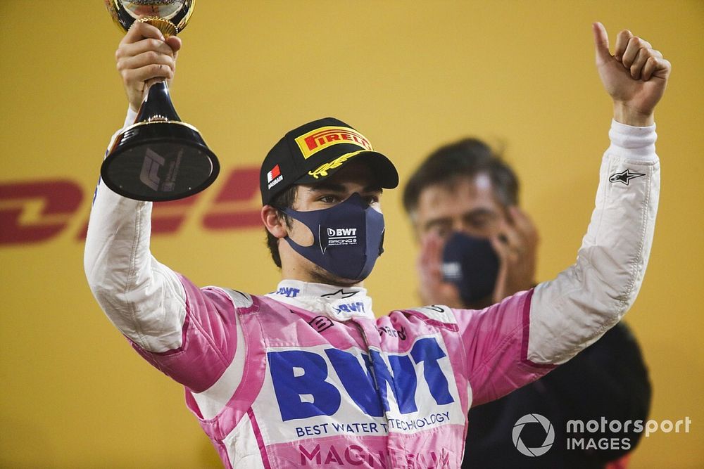 Podio: tercer lugar Lance Stroll, Racing Point