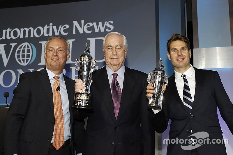 Indy 500 winners Power, Penske receive their “Baby Borgs”