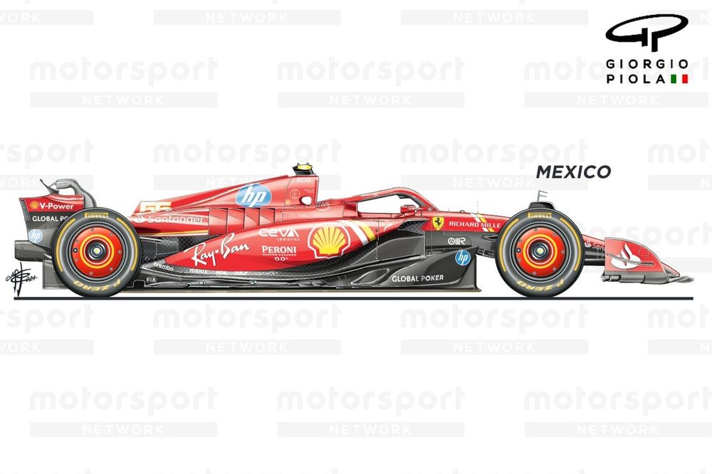 Lateral del Ferrari SF-24 en el Gran Premio de Ciudad de M&eacute;xico