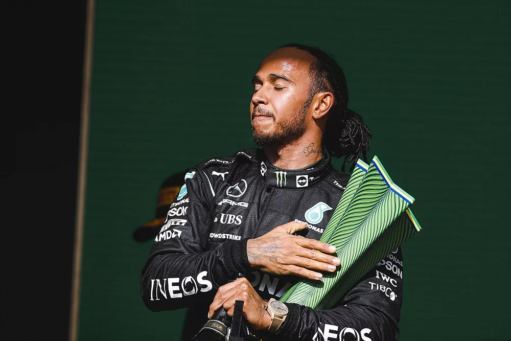 Podio: Ganador Lewis Hamilton, Mercedes